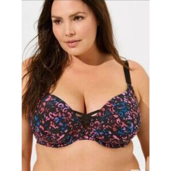 Torrid XO Plunge Push-Up Bra Size 44D Leopard Underwire - Picture 1 of 5